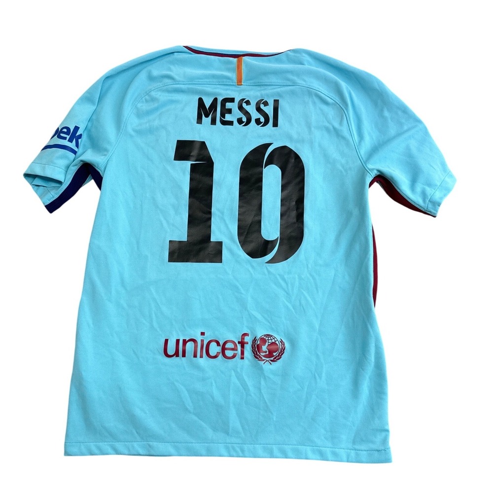 Nike FC Barcelona 2017-18 Messi 10 Away Jersey Light Blue Mens Medium 847254-484
